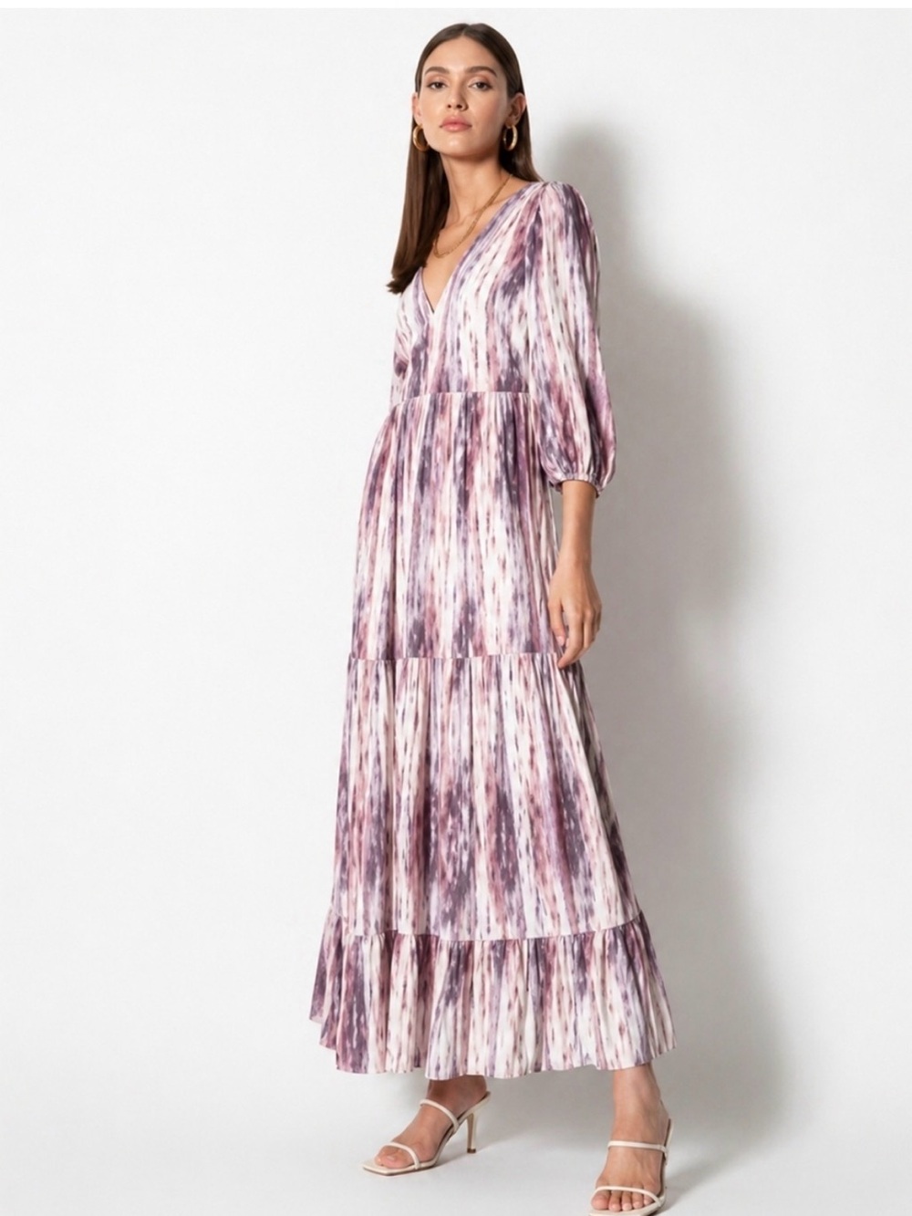 Tart Open Back Midi Dress | V- Neck Puff Sleeve Dress